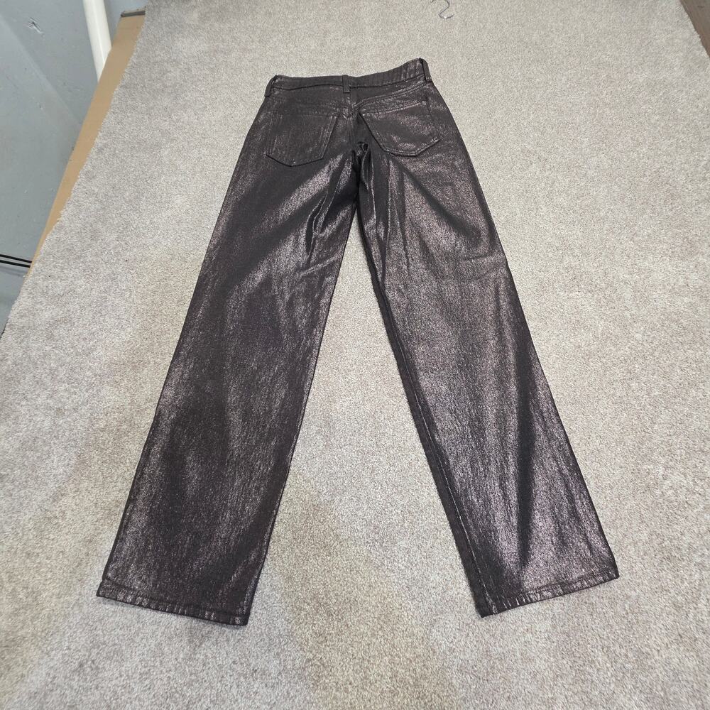 Old Navy OG Loose Metallic Coated Denim Jeans Gunmetal Shimmer Sz 0